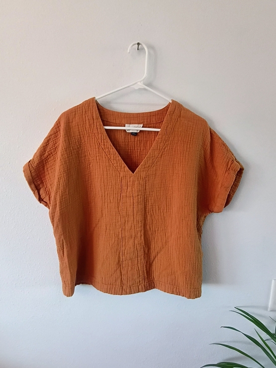 Universal Thread Tops - Universal Thread Large Rust Orange Cotton Gauze V Neck Boxy Boho Top 🧡